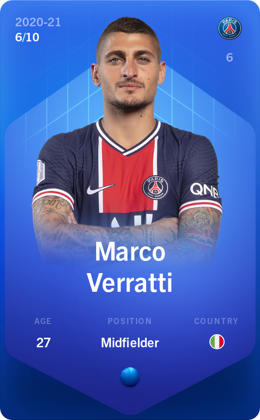 Sorare - Sorare Official - Marco Verratti 2020-21 • Super Rare 6/10 - NFT # 31175994109199968588915152567691739404532728375538214437073996488855699983798