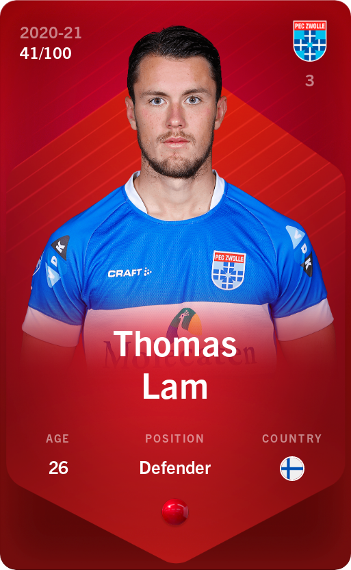 Sorare - Sorare Official - Thomas Lam 2020-21 • Rare 41/100 - NFT # 35361077780214263576584413169580942216820779530990486632171479682240200905473