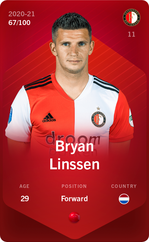 Sorare - Sorare Official - Bryan Linssen 2020-21 • Rare 67/100 - NFT # 108689508273593786421314180834963796760739683319567532600598506101166326606191