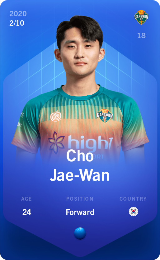 Sorare - Sorare Official - Cho Jae-Wan 2020-21 • Super Rare 2/10 - NFT # 99389131278699305313460542563401119951899646077927925845325950805335085561717