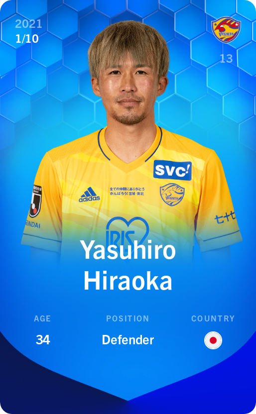 Sorare - Sorare Official - Yasuhiro Hiraoka 2021-22 • Super Rare 1/10 - NFT # 87850063836793244411690305572211291390170197212928664327259852276415744347601
