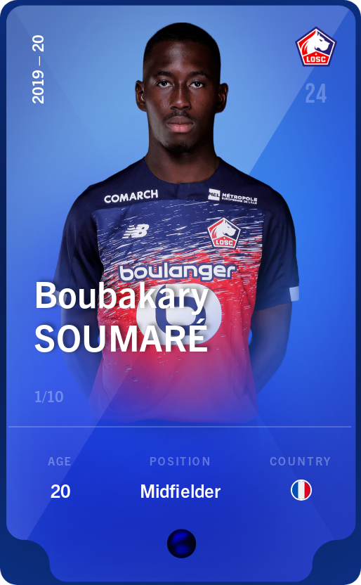 Sorare - Sorare Official - Boubakary Soumaré 2019-20 • Super Rare 1/10 - NFT # 16027383896830666112641228011473239333933168075938867015441149804930585643649