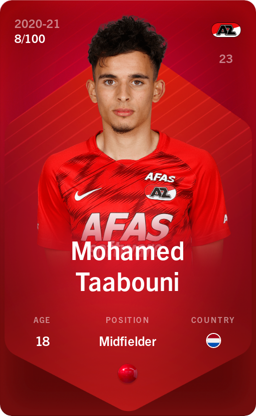 Sorare - Sorare Official - Mohamed Taabouni 2020-21 • Rare 8/100 - NFT # 59989324483622709411110363778271239773378347624173550818200416815893866579588