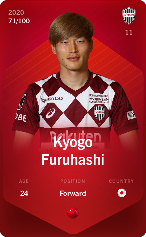 Sorare - Sorare Official - Kyogo Furuhashi 2020-21 • Rare 71/100 - NFT # 98802015352560864347306647895366306414663521112931923457814074821991915632056
