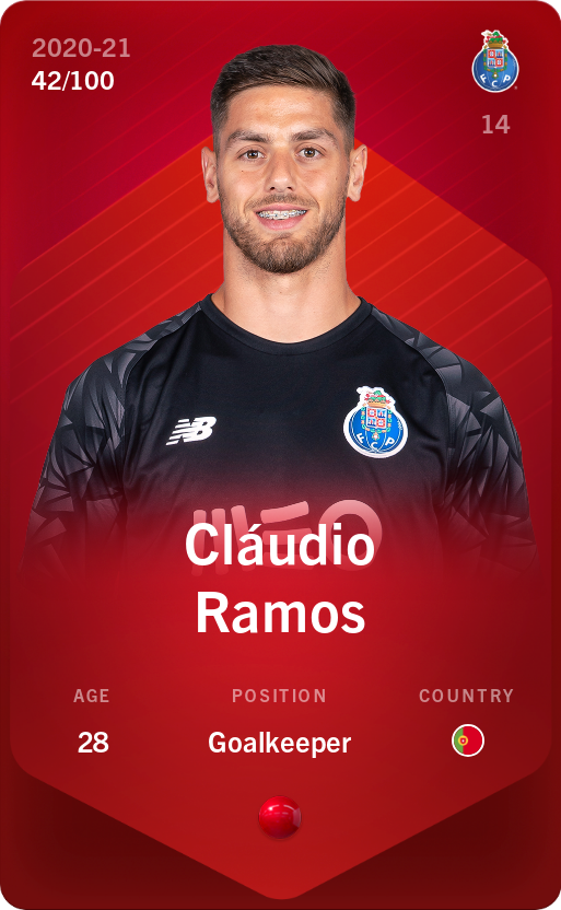 Sorare - Sorare Official - Cláudio Ramos 2020-21 • Rare 42/100 - NFT # 45722020731754767523404700879182487170110944711344714702371773523694020558431
