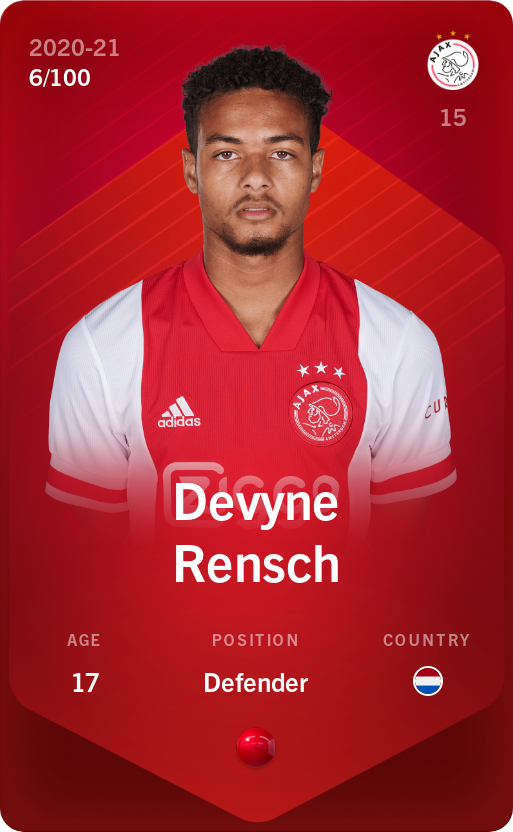 Sorare - Sorare Official - Devyne Rensch 2020-21 • Rare 6/100 - NFT # 18568117322572439269177952363193082021663463607212374519160288197309972838971