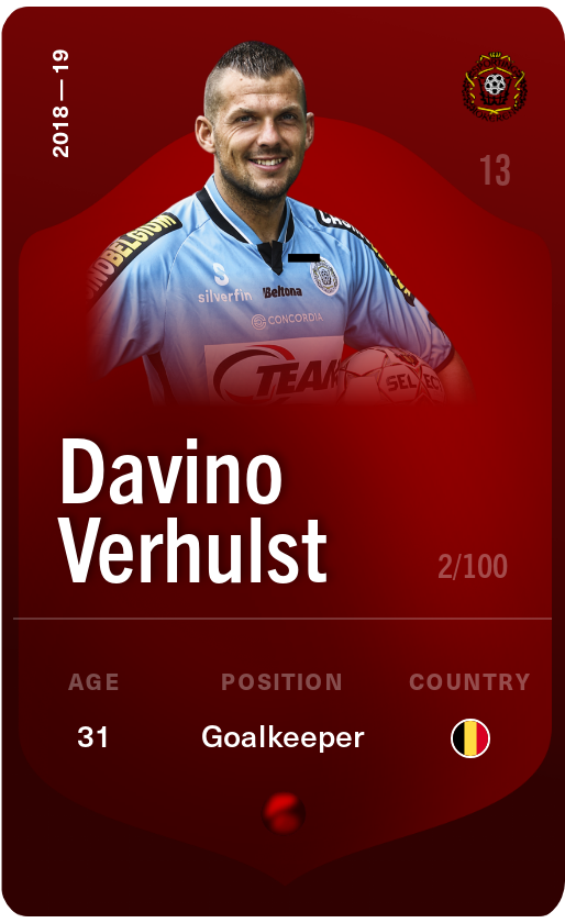 Sorare - Sorare Official - Davino Verhulst 2018-19 • Rare 2/100 - NFT # 46765500020416515260235258538092628748025693209988015435643968356404601358979