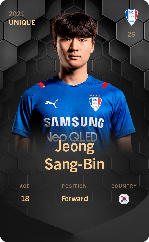 Sorare - Sorare Official - Jeong Sang-Bin 2021-22 • Unique - NFT # 49532767516349197653974323783624201124545867167176135880062232938999828146414