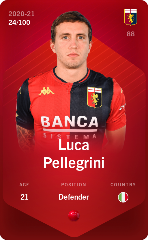 Sorare - Sorare Official - Luca Pellegrini 2020-21 • Rare 24/100 - NFT # 39319713607769250404881297809068173364524111780329449920017688937497313748828