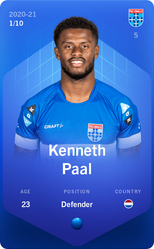 Sorare - Sorare Official - Kenneth Paal 2020-21 • Super Rare 1/10 - NFT # 92460867646583648276595049054141610184490305830464367369157237414789002812831