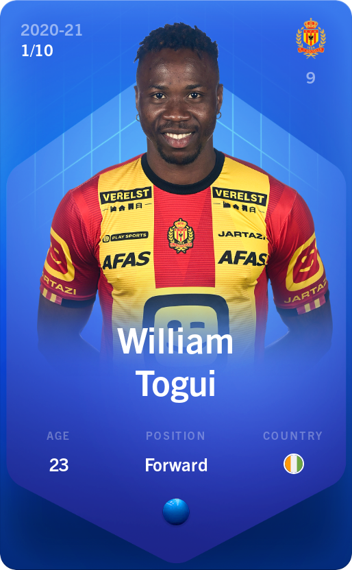 Sorare - Sorare Official - William Togui 2020-21 • Super Rare 1/10 - NFT # 68895719675104062116603697599594528952033455686123163158080030519444779847356