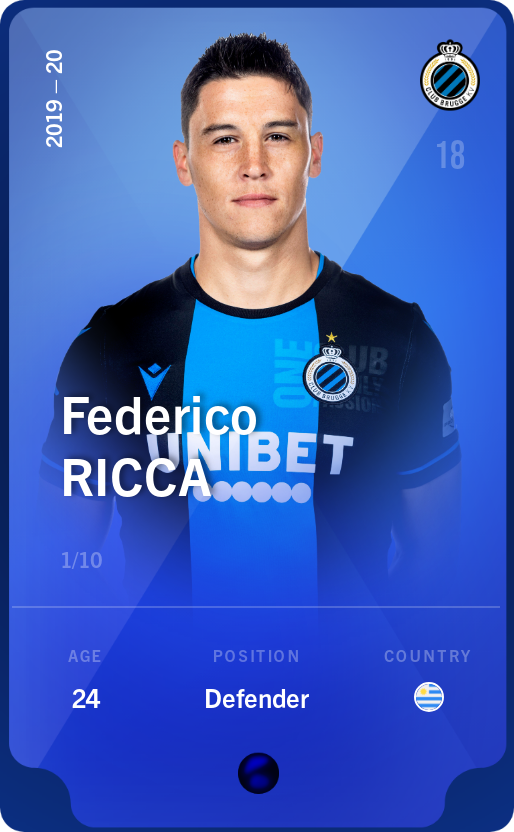 Sorare - Sorare Official - Federico Ricca 2019-20 • Super Rare 1/10 - NFT # 90558356391914621514745017058229708122580689043681102123124905727076772015823
