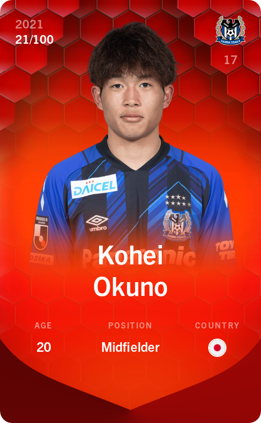 Sorare - Sorare Official - Kohei Okuno 2021-22 • Rare 21/100 - NFT # 65215897401986430041790933521272997594421741429077235493402702021143084960911