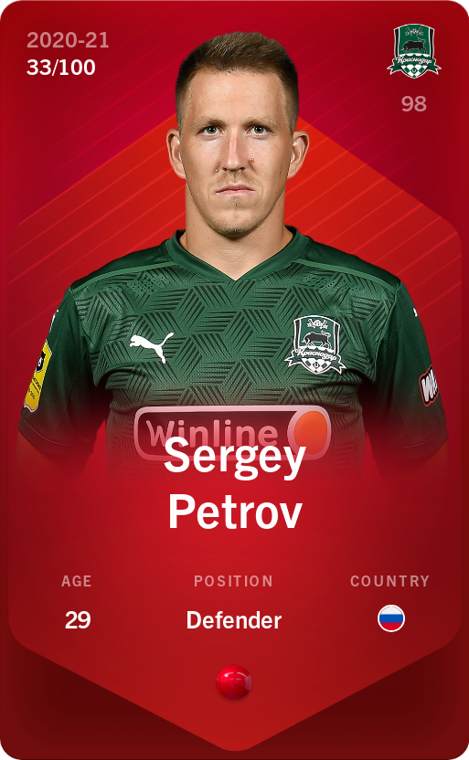 Sorare - Sorare Official - Sergey Petrov 2020-21 • Rare 33/100 - NFT # 48605464224667033082474371190960310368365200947818700659437229981060683295895
