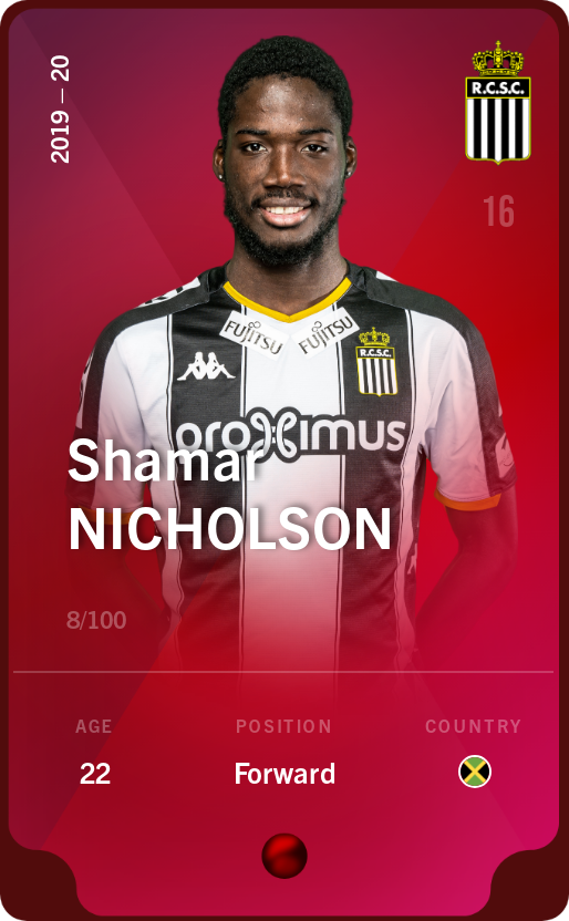 Sorare - Sorare Official - Shamar Nicholson 2019-20 • Rare 8/100 - NFT # 42403819874211162763412066295957370684582808069685929220882119914351706117344