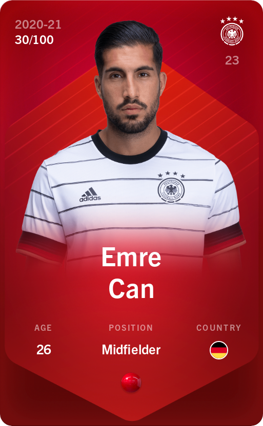 Sorare - Sorare Official - Emre Can 2020-21 • Rare 30/100 - NFT # 23580519725678804685761610819034070083621102473279082419727783310718064851848