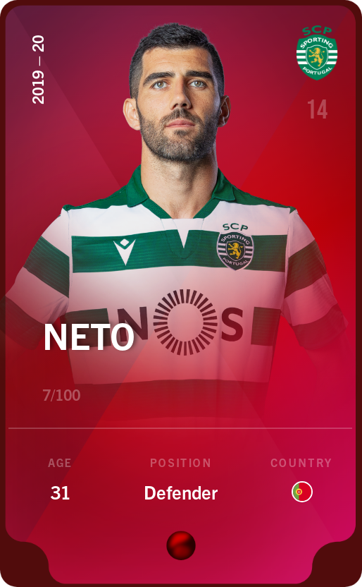Sorare - Sorare Official - Neto 2019-20 • Rare 7/100 - NFT # 74151852092939196467360213378113490511016942667346784867652790629945164122688