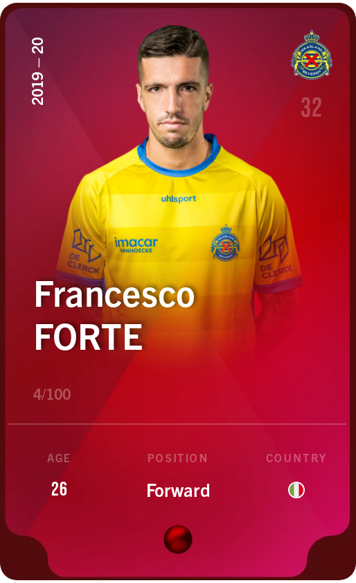 Sorare - Sorare Official - Francesco Forte 2019-20 • Rare 4/100 - NFT # 109737405020746237196198712137082066036179034412303268703468862333120512366931