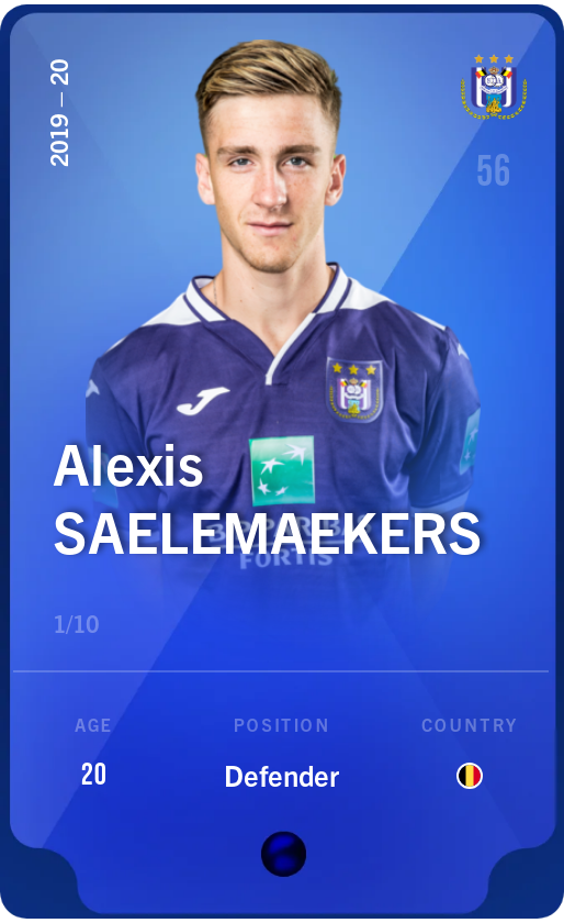 Sorare - Sorare Official - Alexis Saelemaekers 2019-20 • Super Rare 1/10 - NFT # 42301563693478075354298167342509088093159963618096339100844772406736683034916