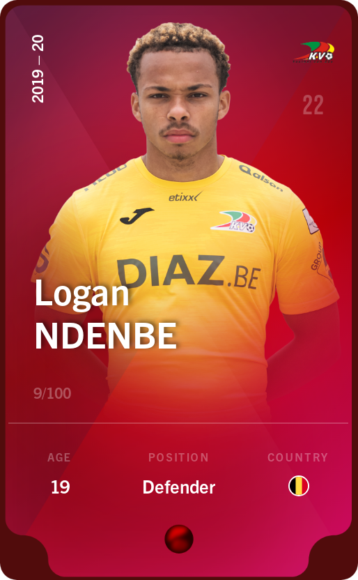 Sorare - Sorare Official - Logan Ndenbe 2019-20 • Rare 9/100 - NFT # 101326790683947418083083731564241794096285426483635115304443055175894001532439