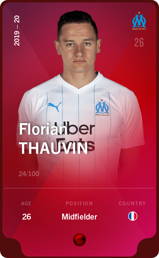Sorare - Sorare Official - Florian Thauvin 2019-20 • Rare 24/100 - NFT # 88993825745687217759608307979033124738678580358756641816686959335680894959089