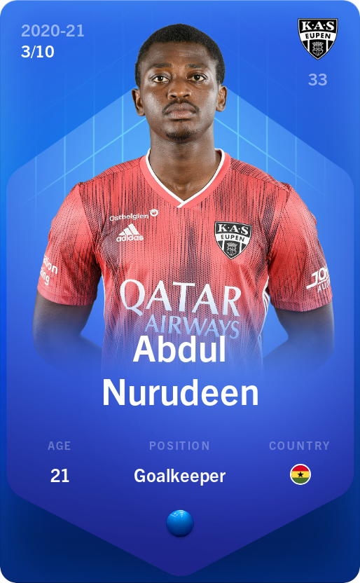 Sorare - Sorare Official - Abdul Nurudeen 2020-21 • Super Rare 3/10 - NFT # 56203026032337518068568343351882851759847260783483890113863129046052189727740