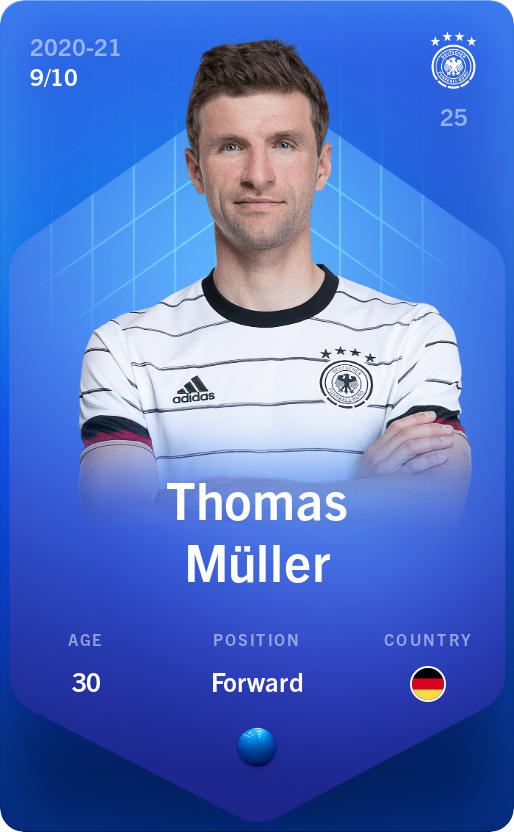 Sorare - Sorare Official - Thomas Müller 2020-21 • Super Rare 9/10 - NFT # 102546054608050278539644911807601858146047016992046865533692915672234272347215
