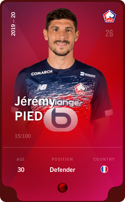 Sorare - Sorare Official - Jérémy Pied 2019-20 • Rare 15/100 - NFT # 109787498181553071840927726693105024797679444198515283782403920374898677470033