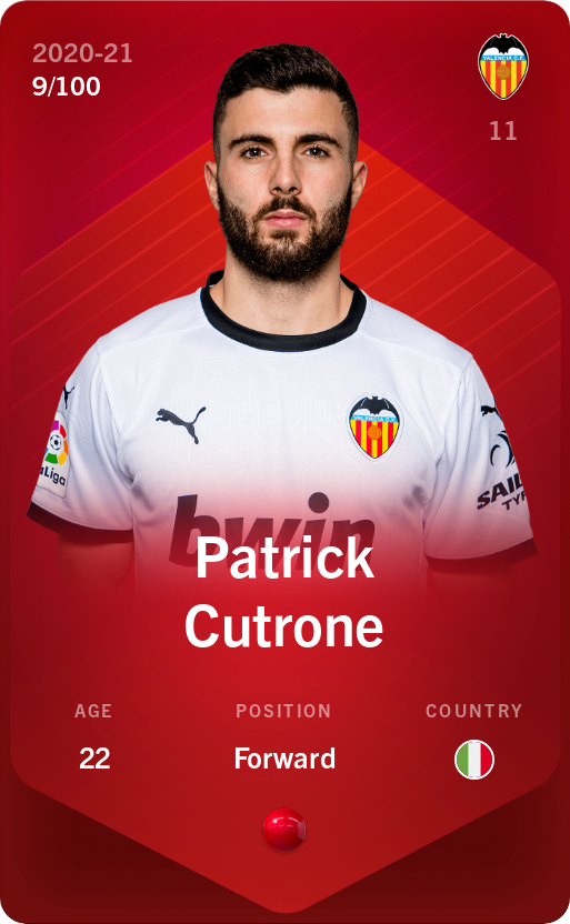 Sorare - Sorare Official - Patrick Cutrone 2020-21 • Rare 9/100 - NFT # 10353566533355514664810519869329080940683787261834865783307706765753082496430