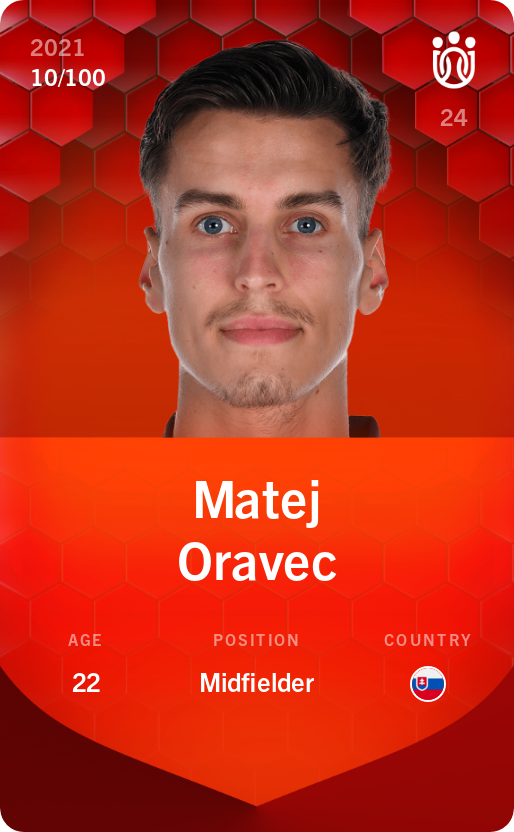 Sorare - Sorare Official - Matej Oravec 2021-22 • Rare 10/100 - NFT # 12536046607798540898272895953253984605642071743509692947144184952081530628169