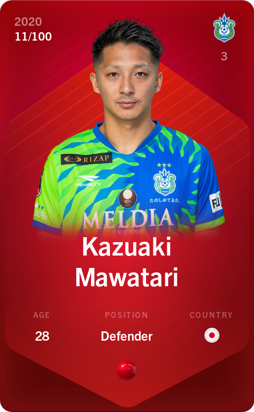 Sorare - Sorare Official - Kazuaki Mawatari 2020-21 • Rare 11/100 - NFT # 113275963660082356656792543507382406066044794941668282695012956191734978267664