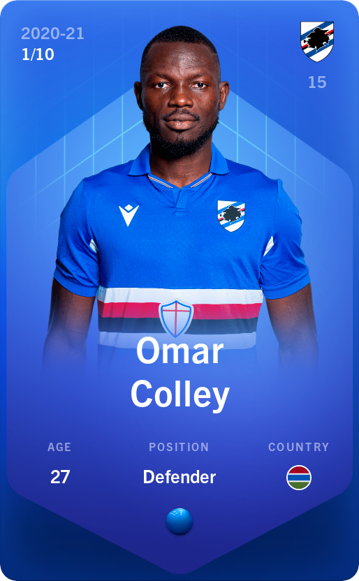 Sorare - Sorare Official - Omar Colley 2020-21 • Super Rare 1/10 - NFT # 46054948413621380100025681360235063900411723480764949716583652450853060825769