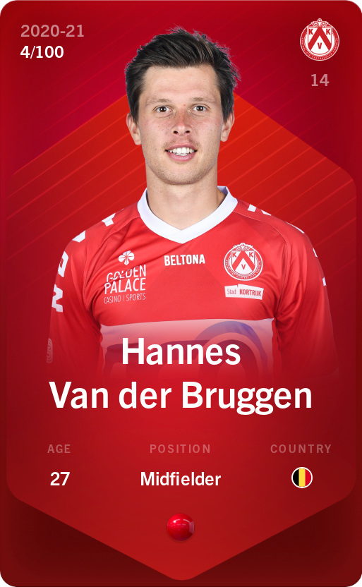 Sorare - Sorare Official - Hannes Van der Bruggen 2020-21 • Rare 4/100 - NFT # 98910160133125752145406849686020637536654683738998648465779617271964365135394