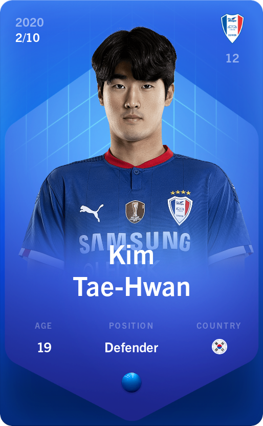 Sorare - Sorare Official - Kim Tae-Hwan 2020-21 • Super Rare 2/10 - NFT # 57046478890901545892954714365749393554448214276914856310692152179644836614718