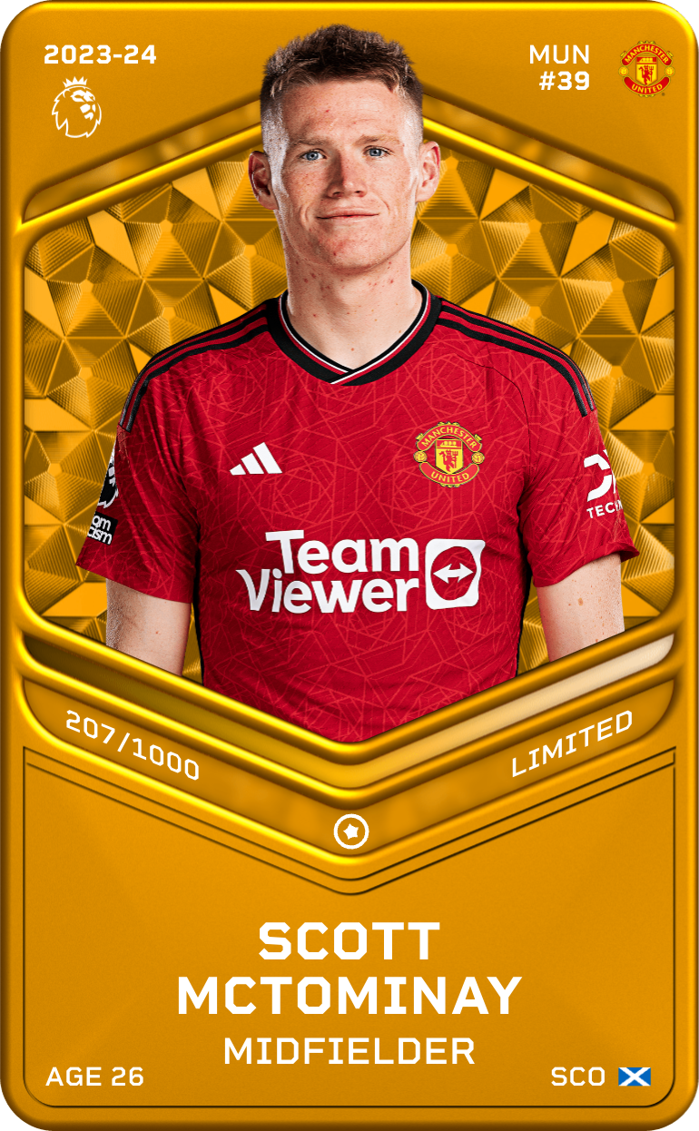Sorare - Sorare Official - Scott McTominay 2023-24 • Limited 207/1000 - NFT # 90408516583388176538774305238501188140308588028417958335570511331805633338597