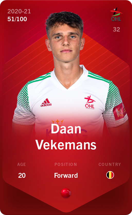 Sorare - Sorare Official - Daan Vekemans 2020-21 • Rare 51/100 - NFT # 108721725576984487852165527380424190365515972439485446567500261018974027714358