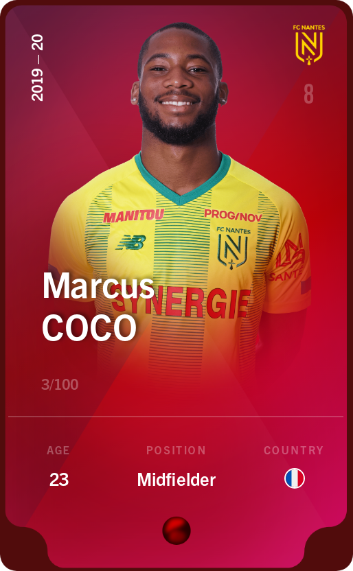 Sorare - Sorare Official - Marcus Coco 2019-20 • Rare 3/100 - NFT # 17689578873419094706307472777100355347744253451186327038963311226456624266583
