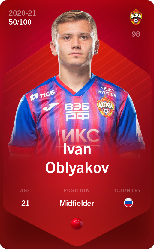 Sorare - Sorare Official - Ivan Oblyakov 2020-21 • Rare 50/100 - NFT # 106693496380121807650454358437345382270232168014625886211532744025730716584200