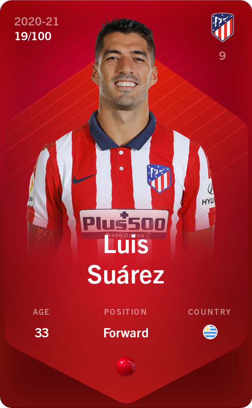 Sorare - Sorare Official - Luis Suárez 2020-21 • Rare 19/100 - NFT # 85099964989913907456988609065819908143625920107104482363698491163264248726027