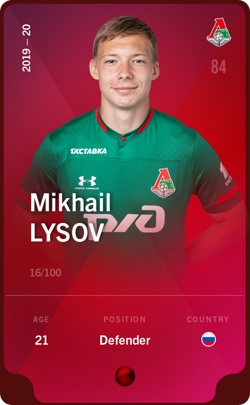 Sorare - Sorare Official - Mikhail Lysov 2019-20 • Rare 16/100 - NFT # 24560982405957688082637123605266735801086616571959694763434701735272381825126