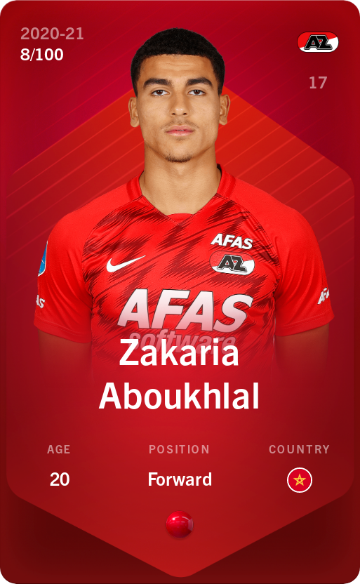 Sorare - Sorare Official - Zakaria Aboukhlal 2020-21 • Rare 8/100 - NFT # 36076084709316864595412088373082178517111792424533360908057094229153584468094