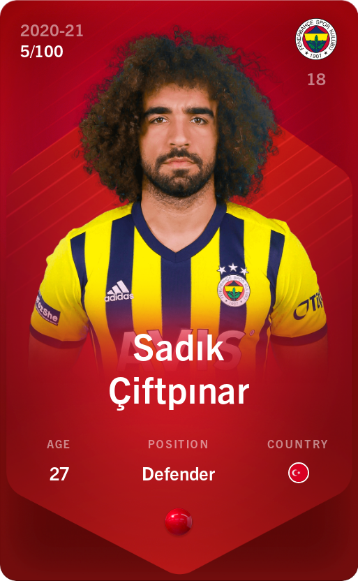 Sorare - Sorare Official - Sadık Çiftpınar 2020-21 • Rare 5/100 - NFT # 102250087473656663914257064309784601669576650450339694669960424713943761171087