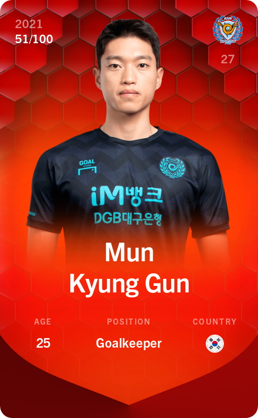 Sorare - Sorare Official - Mun Kyung Gun 2021-22 • Rare 51/100 - NFT # 28377491422081068246569655203319068275248160790009102690509100395960203917190