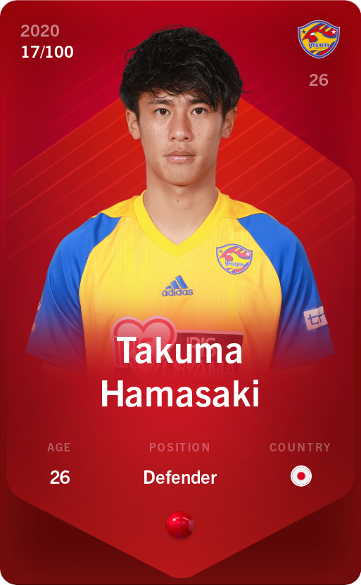 Sorare - Sorare Official - Takuma Hamasaki 2020-21 • Rare 17/100 - NFT # 58678259927848812236691300508409346301119497987958368836363549712458782187577