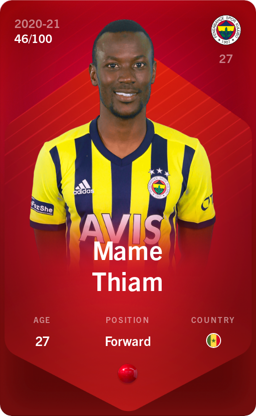 Sorare - Sorare Official - Mame Thiam 2020-21 • Rare 46/100 - NFT # 27955754598559382614717631389671231463050133320889233876230780542059928140004