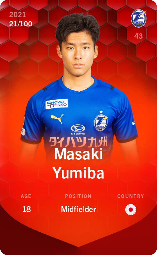 Sorare - Sorare Official - Masaki Yumiba 2021-22 • Rare 21/100 - NFT # 86252364870090330398324552476347891731768073942030165265799531902080025405394