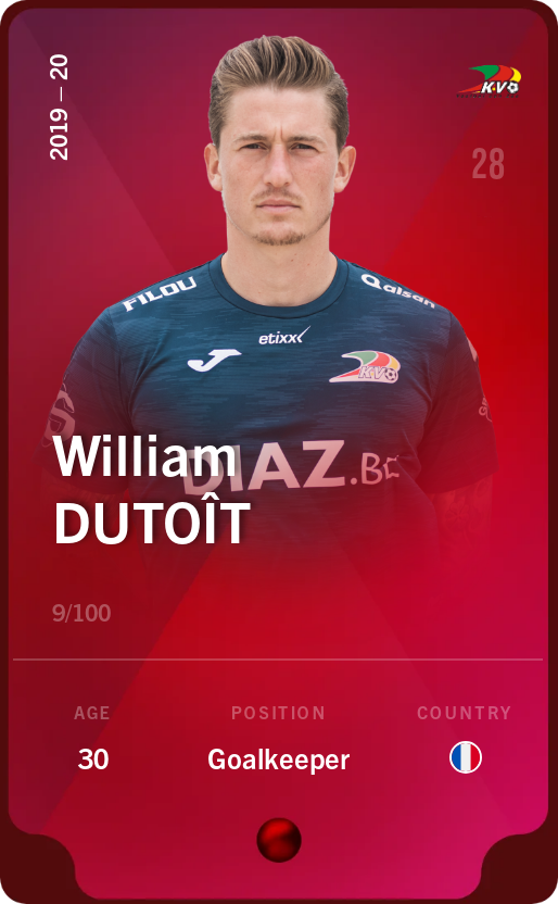 Sorare - Sorare Official - William Dutoît 2019-20 • Rare 9/100 - NFT # 28260008439828656085170893899592175339789045984688353107711272472308659577552