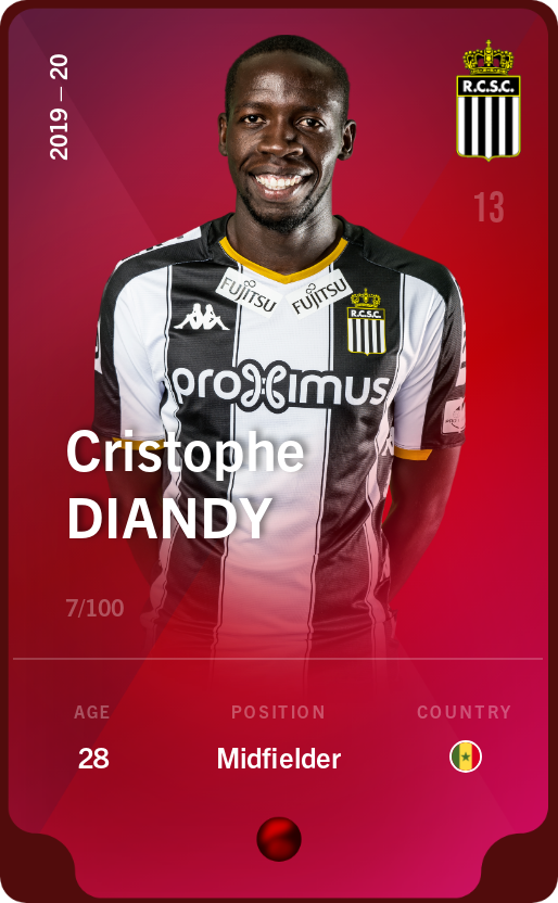 Sorare - Sorare Official - Cristophe Diandy 2019-20 • Rare 7/100 - NFT # 89113245166762912290223485387554316432467163776295807438161287735062879503730