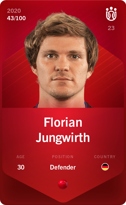 Sorare - Sorare Official - Florian Jungwirth 2020-21 • Rare 43/100 - NFT # 70666815833709864190385511128551988300739401252975758908704213777996018141761