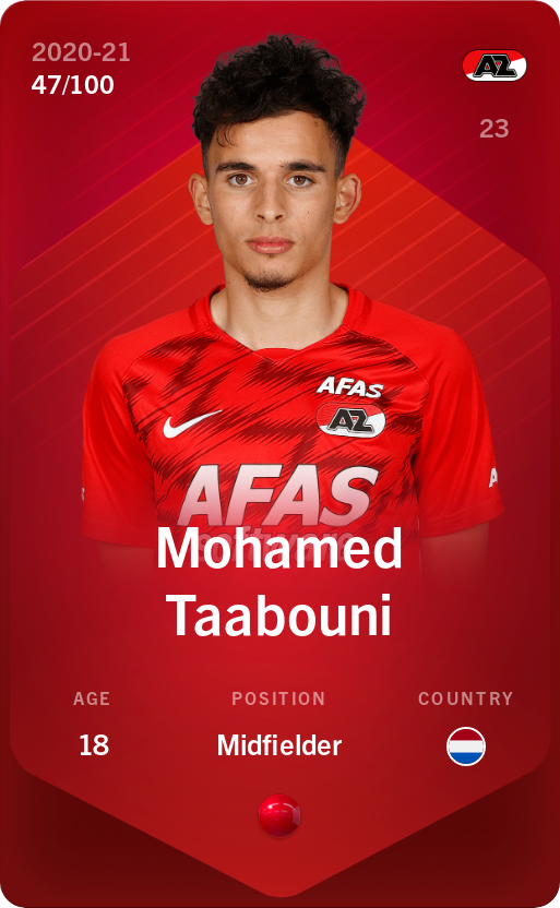 Sorare - Sorare Official - Mohamed Taabouni 2020-21 • Rare 47/100 - NFT # 99717902922231228818092423172845421421663088224874144046230432991239677627244